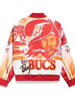 Back View of NFL Tampa Bay Buccaneers Red And White Fanimation Jacket