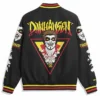 Back View of WWE Danhausen Halloween Black Satin Varsity Fanimation Jacket