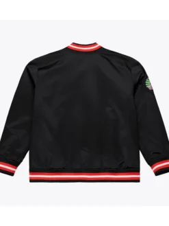 Back View of WWE SummerSlam 2026 Mitchell & Ness Black Full-Snap Satin Jacket