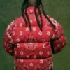 Back view Denim Tears x André Leon Talley Fall 2026 Red Bandana Puffer Jacket