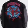 Back view Halloween Marvel Aero Spider-Man Black 62 Varsity Bomber Jacket