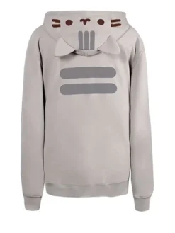 Back view Halloween Women's Pusheen Grey Fleece Hooded Jacket Sale