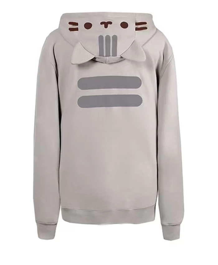 Back view Halloween Women's Pusheen Grey Fleece Hooded Jacket Sale