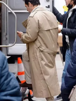 Back view of Ben Glenroy Only Murders in the Building S03 Beige Cotton Trench Coat