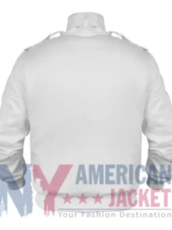 Back view of Damson Idris Franklin Saint White Jacket from Snowfall Season 05 TV-Series