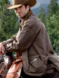Back view of Jamie Dutton Yellowstone Brown Leather Jacket Sale