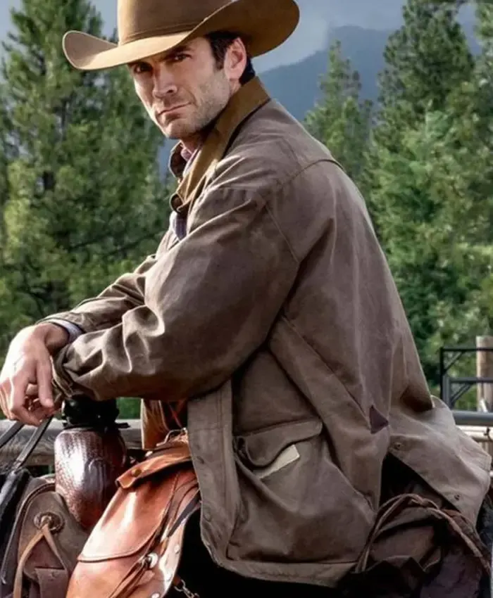 Back view of Jamie Dutton Yellowstone Brown Leather Jacket Sale