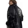 Back view of John Madden Madden 2026 Nicolas Cage Las Vegas Raiders NFL Black Satin Jacket