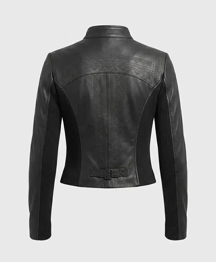 Back view of Lallapalooza Festival 2026 Ellie Rowsell Black Leather Jacket