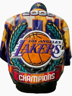 Back view of Los Angeles Lakers 2000 Kobe Bryant NBA Championship Leather Jacket