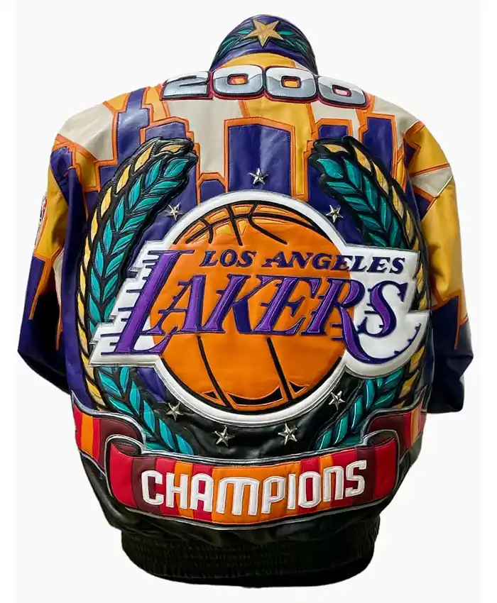 Back view of Los Angeles Lakers 2000 Kobe Bryant NBA Championship Leather Jacket