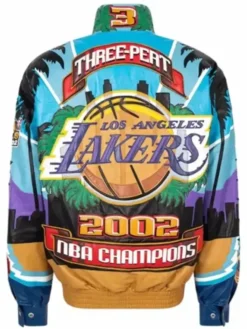 Back view of Los Angeles Lakers 2002 Kobe Bryant Three-Peat NBA Championship Leather Jacket