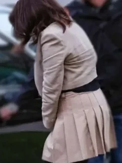 Back view of Mabel Mora Only Murders In The Building S04 Beige Cotton Jacket