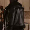 Back view of Mabel Mora Only Murders in the Building S04 Black Shearling Jacket