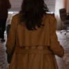 Back view of Only Murders in the Building S04 Eva Longoria Brown Leather Coat