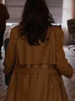 Back view of Only Murders in the Building S04 Eva Longoria Brown Leather Coat