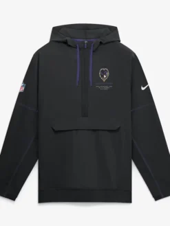 Baltimore-Ravens-Nike-Sideline-Anorak-Half-Zip-Hooded-Black-Jacket