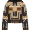 Beth Dutton TV-Series Dutton Ranch S01 Shearling Collar Western Aztec Print Aviator Jacket back view