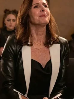 Bev Melon Only Murders in the Building Molly Shannon Black Leather Blazer front view