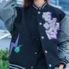 Bibisama Mob Psycho 100 Shigeo Navy And Grey Wool Fleece Varsity Jacket front view