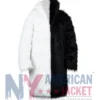 Black And White Fur Trench Coat for Men with Soft Fur Fabric and Viscose Lining