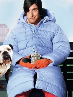 Blue Adam Sandler Little Nicky Jacket featuring full sleeves, hooded style collar, and winter fashion appeal