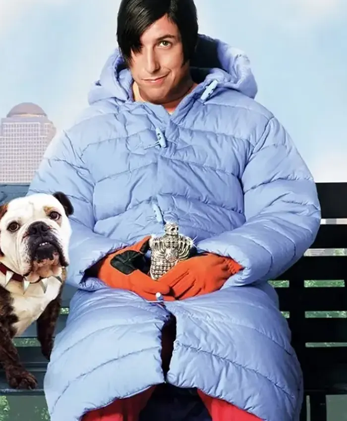 Blue Adam Sandler Little Nicky Jacket featuring full sleeves, hooded style collar, and winter fashion appeal