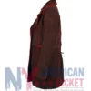 Brown Mad Hatter Suede Leather Trench Coat with Buttoned Cuffs and Classic Lapel Collar