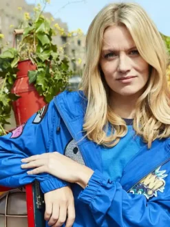 Buy Cara Theobold Jo Blue Cotton Hooded Patches Zomboat Jacket Sale