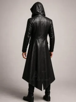 Buy-Halloween-x-Gothic-Black-Leather-Hooded-Trench-Costume-Coat-On-Sale-Back-View