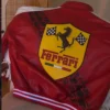 Buy Now Formula 1 Ferrari Red Leather Bomber Jacket back view