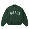 Buy Now Palace Pigment College The Deep Green Bomber Fleece Jacket front view