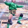 CM Punk Green Bomber Jacket with satin fabric, rib-knit cuffs, and classic hockey-inspired design