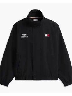 Cadillac F1 Team Tommy Hilfiger Black Graphic Flag Full-Zip Fleece Jacket front view