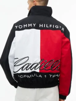 Cadillac F1 Team Tommy Hilfiger Graphic Flag Full-Zip Black Fleece Jacket back view