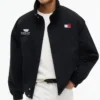 Cadillac F1 Team Tommy Hilfiger Graphic Flag Full-Zip Black Fleece Jacket front view