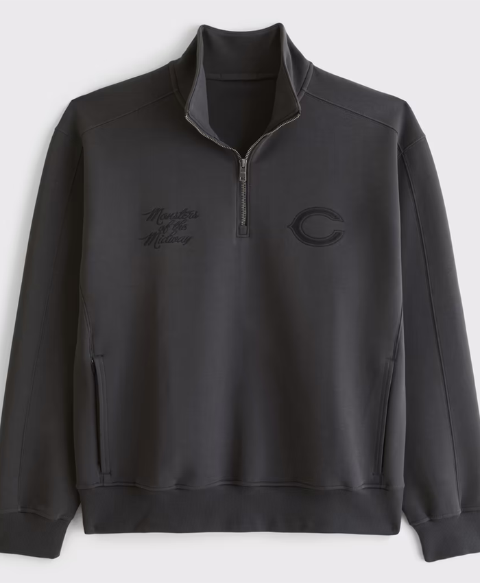 Chicago Bears Abercrombie Fitch Black Half-Zip Top Jacket