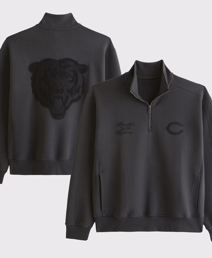 Chicago Bears Abercrombie Fitch Black YPB neoKNIT MAX Half-Zip Top