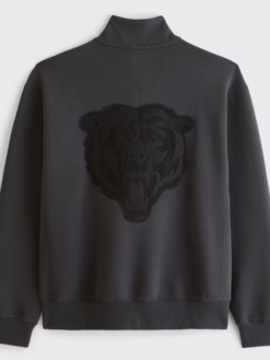 Chicago Bears Logo Abercrombie Fitch Black Half-Zip Top Jacket Back