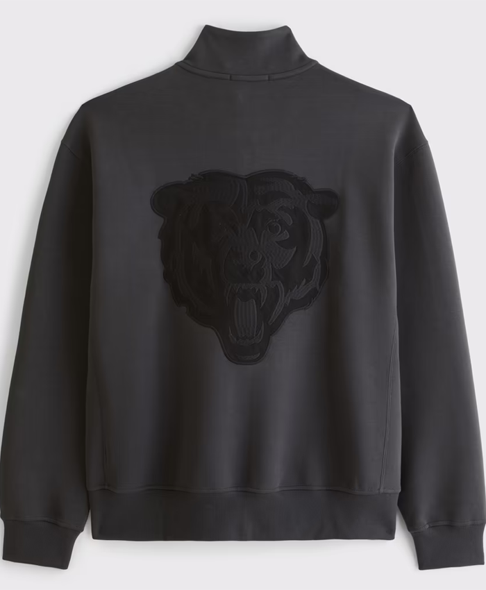 Chicago Bears Logo Abercrombie Fitch Black Half-Zip Top Jacket Back