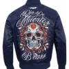 Chicago Bears Navy Blue Dia De Muertos Eternal Skull Satin Jacket back view