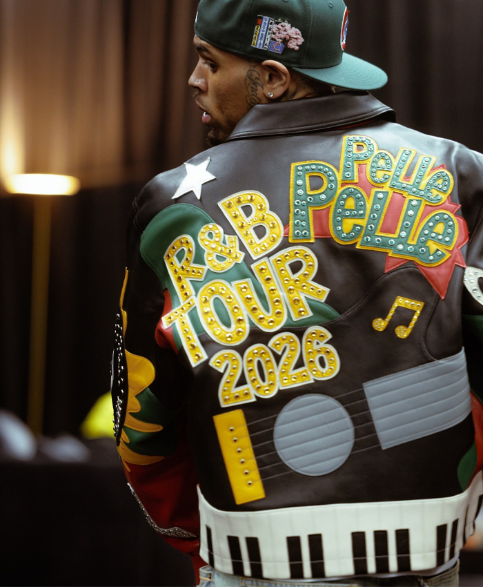 Chris Brown Bespoke Pelle Pelle Leather Jacket For Sale