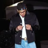 Chris Brown Boston Black Wool Satin Contrast-Stitch Trucker Jacket front view