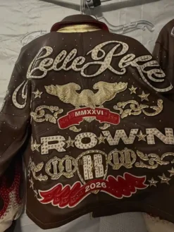 Chris Brown R&B Tour 2026 x Pelle Pelle Brown Studded Leather Jacket back view