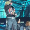 Chris Brown The R&B Tour Toronto Red And Black Moto Leather Jacket front view