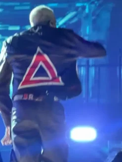 Chris Brown Toronto The R&B Tour Red And Black Leather Jacket back view