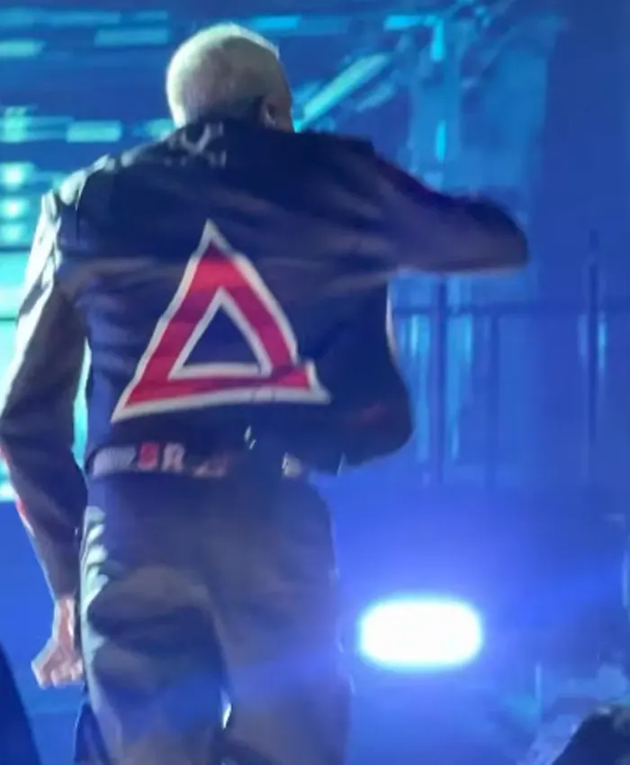 Chris Brown Toronto The R&B Tour Red And Black Leather Jacket back view