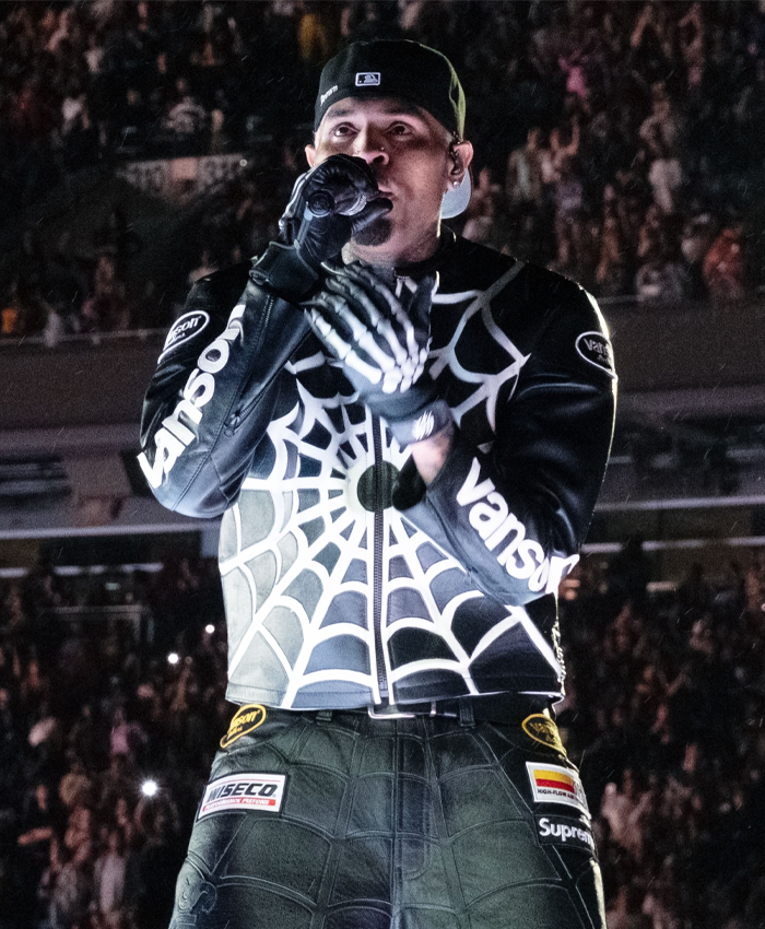 Chris Brown Vanson Leathers Spider Man Black Jacket