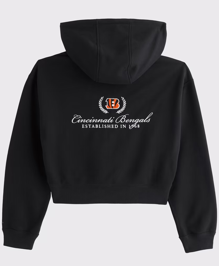 Cincinnati Bengals Abercrombie Fitch Black Fleece Zip Hoodie Back