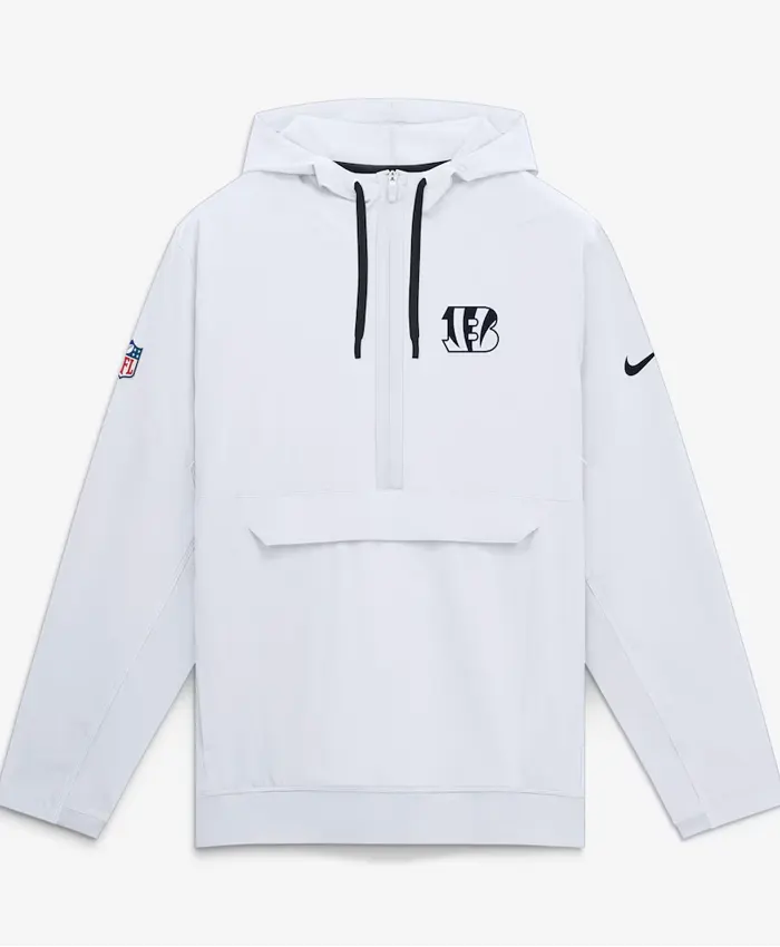 Cincinnati-Bengals-Nike-Sideline-White-Anorak-Half-Zip-Hooded-Jacket